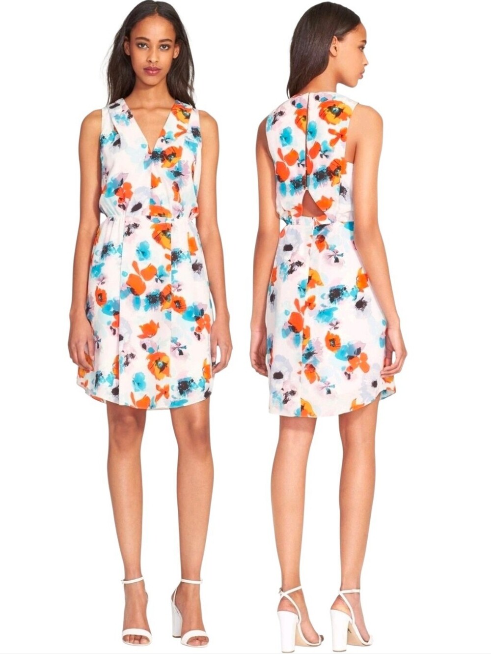 REBECCA TAYLOR Silk Watercolor Poppy Print Mini Dress - Size 8